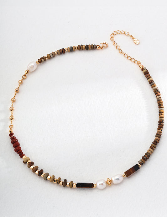 Tiger's Eye Mystic Harmony Collection: Tiger's Eye and Pearl Necklace